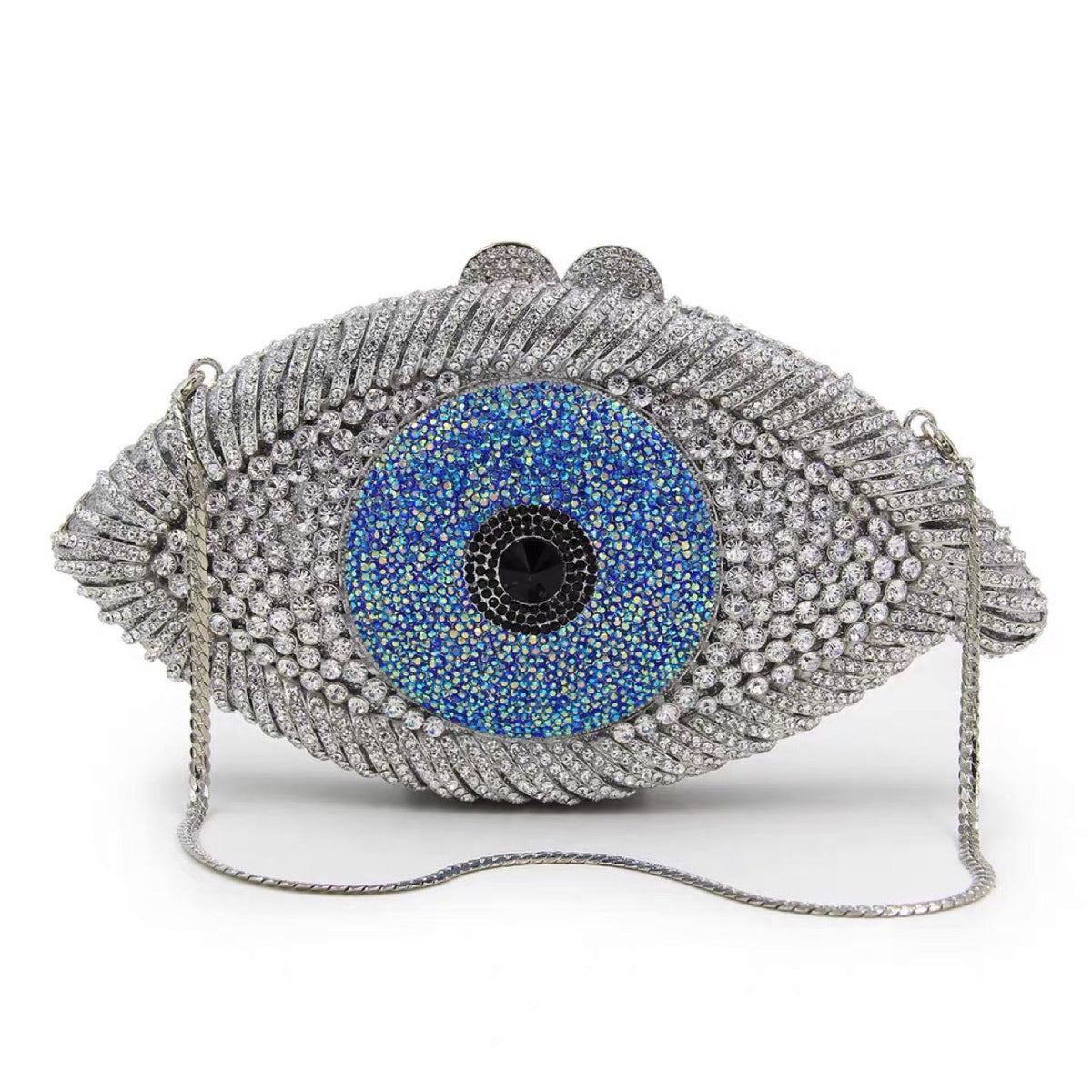Women's Eye Style Diamond Hollow Metal Clutch Evening Bags