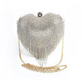 Women's Peach Heart Diamond Tassel Party Portable Evening Bags