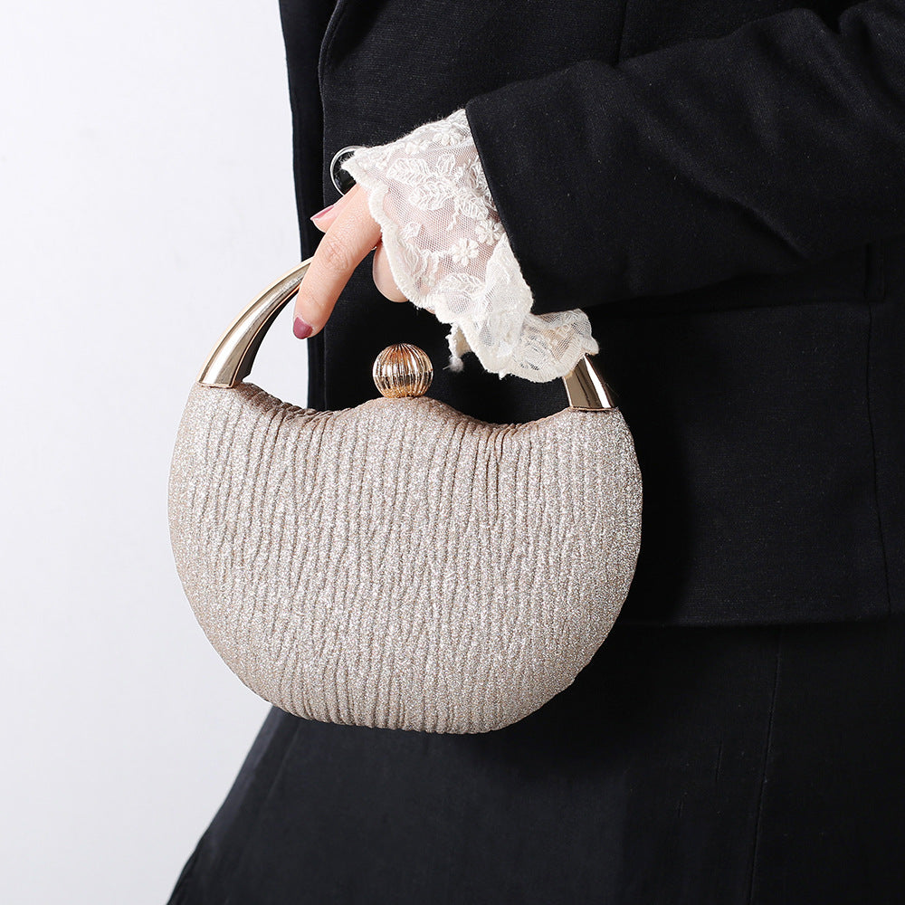 Retro Glittering Powder Portable Banquet Fashion Arc Evening Bags