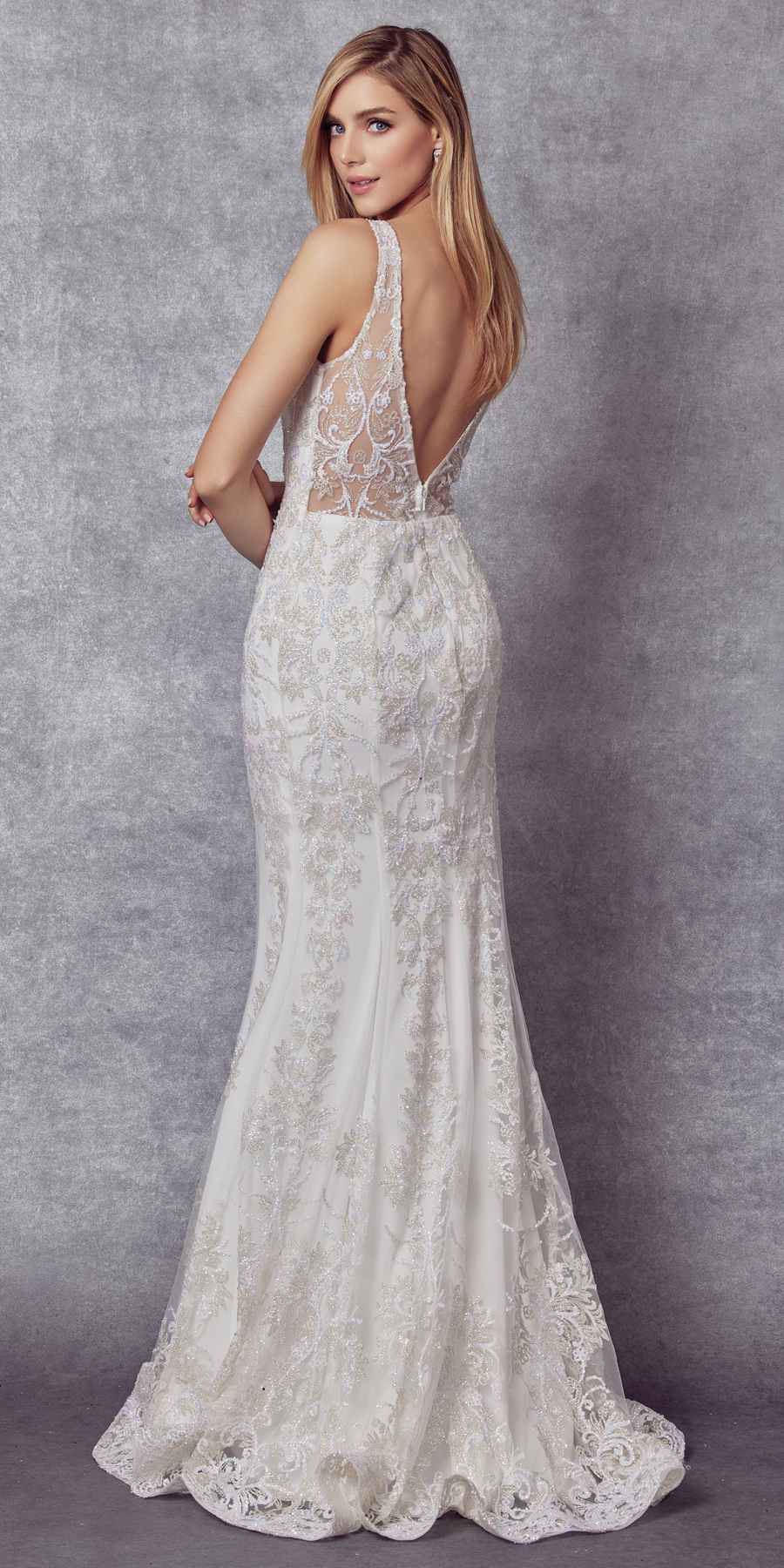 Juliet 277W Fancy Glitter Design Tulle Mermaid Wedding Dress