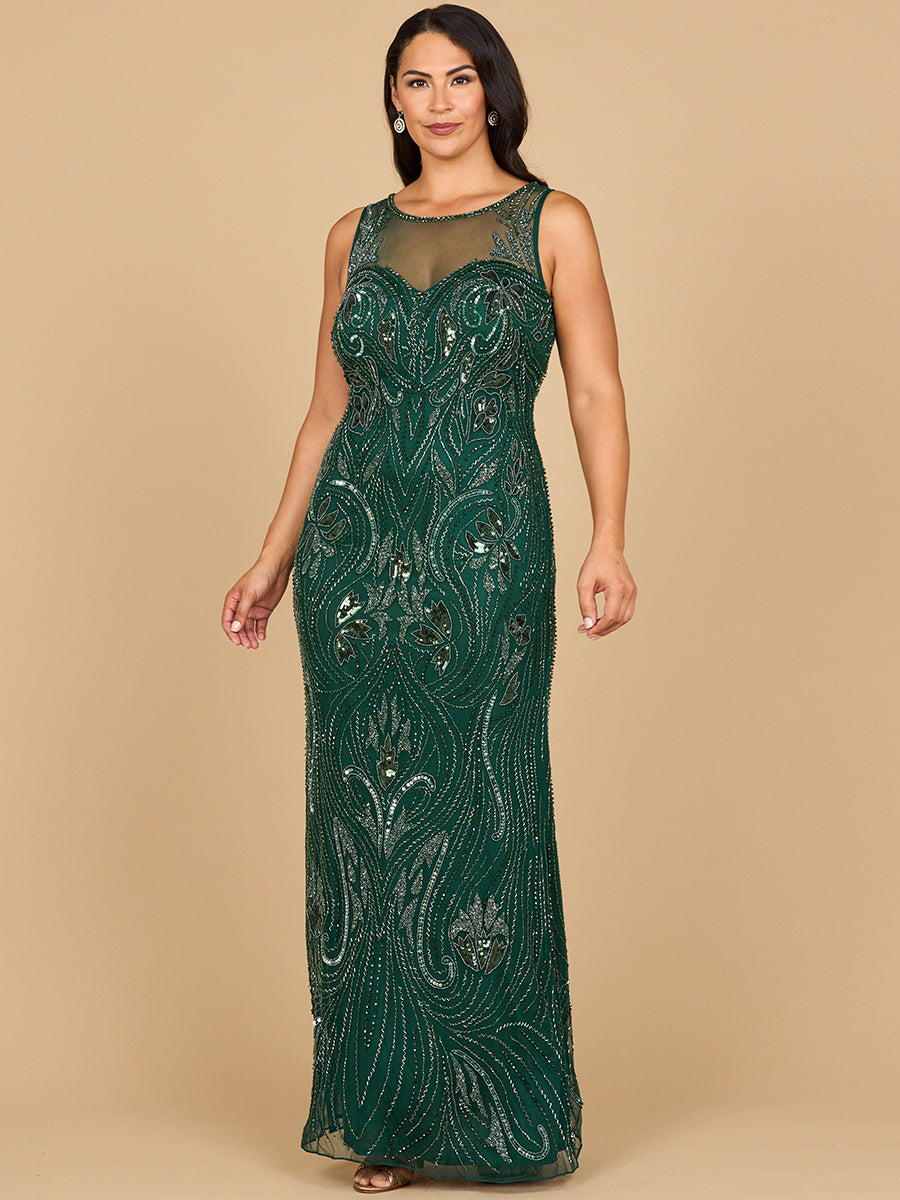 Beaded High Neckline Gown | 28868