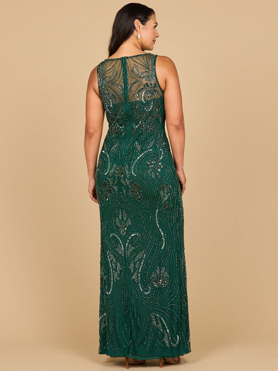 Beaded High Neckline Gown | 28868