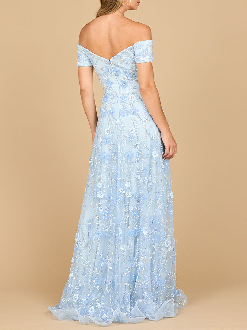 Off Shoulder A-Line Floral Gown | 28882