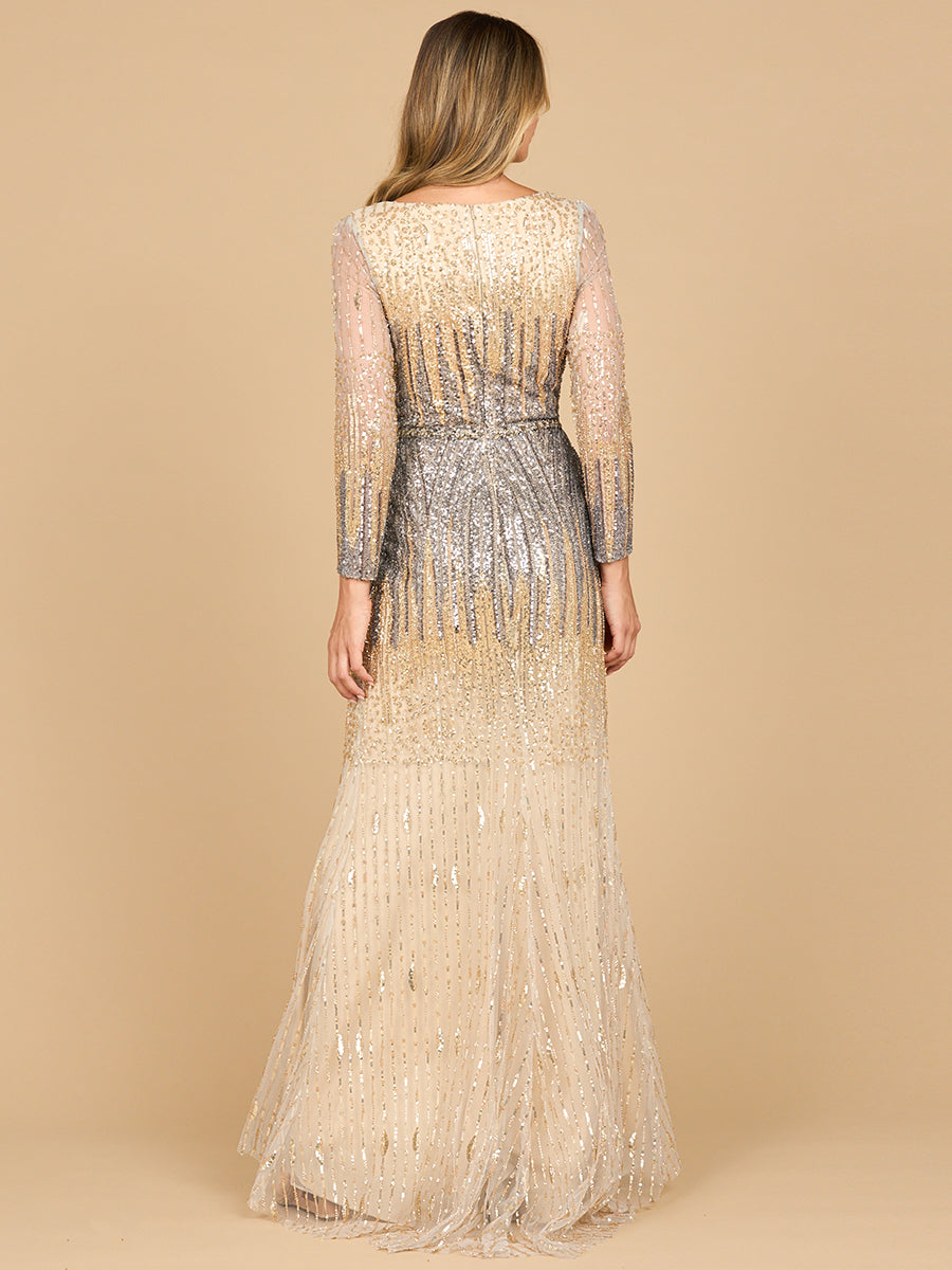 Mermaid, Beaded Long Sleeve Gown | 28886