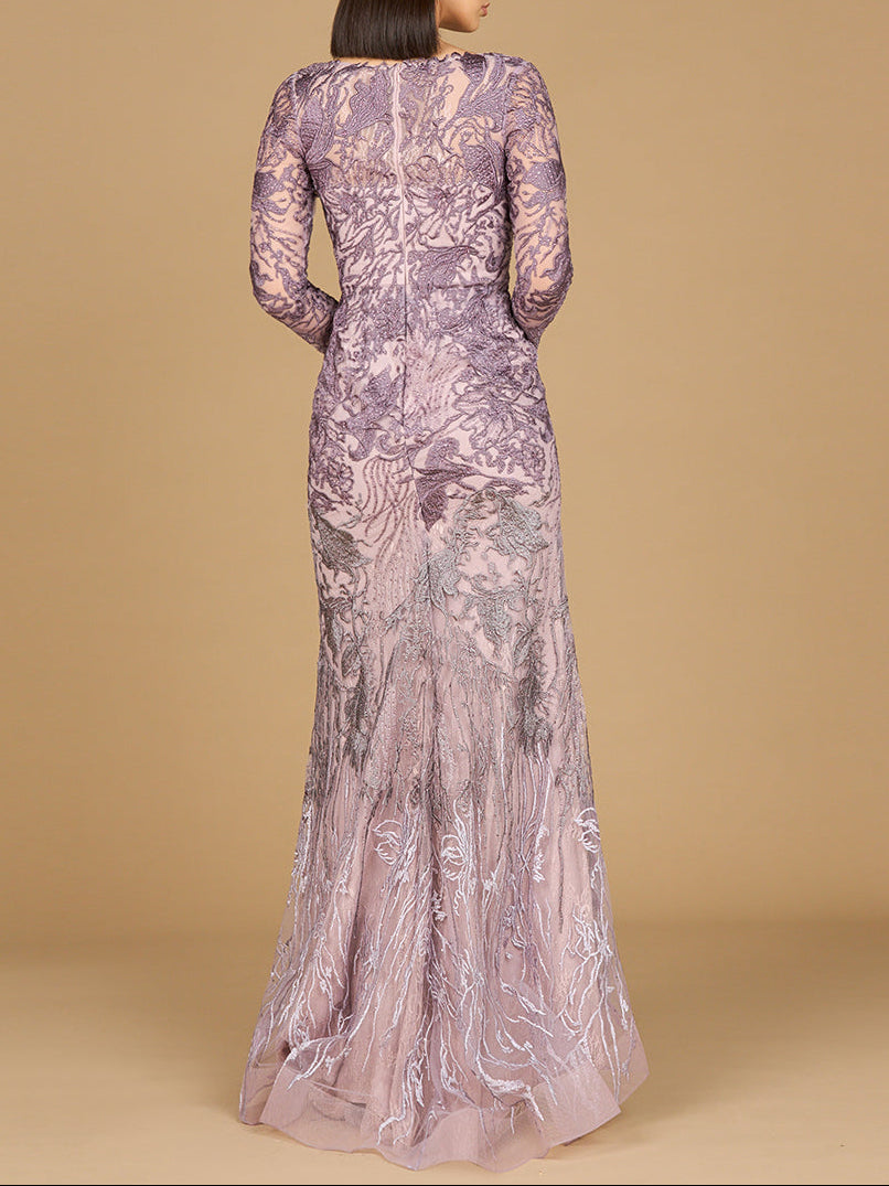 Long Sleeve V-Neck Mermaid Gown