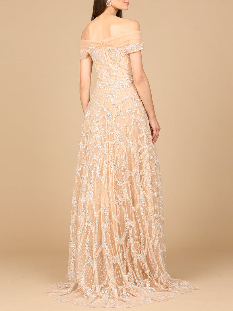 Off Shoulder A-line Gown
