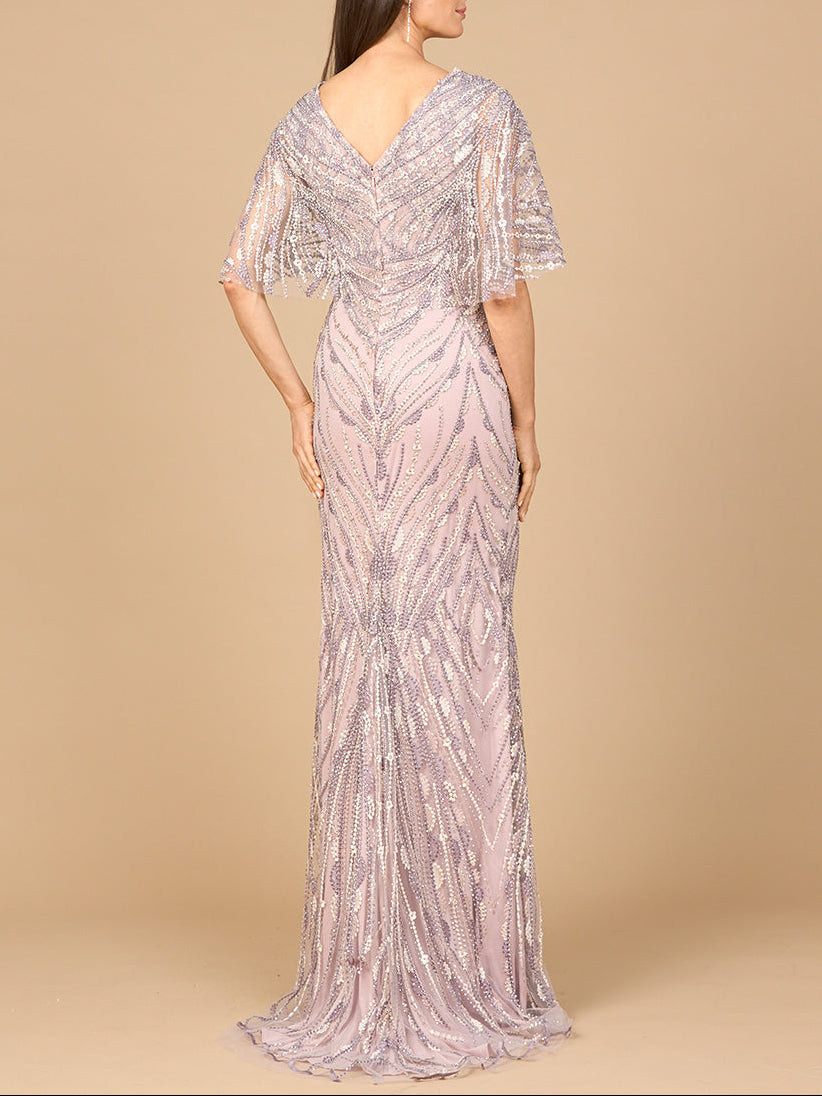 Cape Sleeve Mermaid Gown
