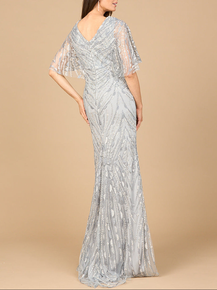 Cape Sleeve Mermaid Gown