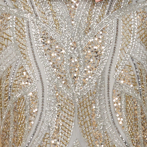 Beaded V-Neck Gown  - OUTLET