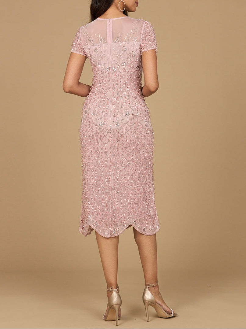 Beaded Midi Dress with Cap Sleeves | 28974