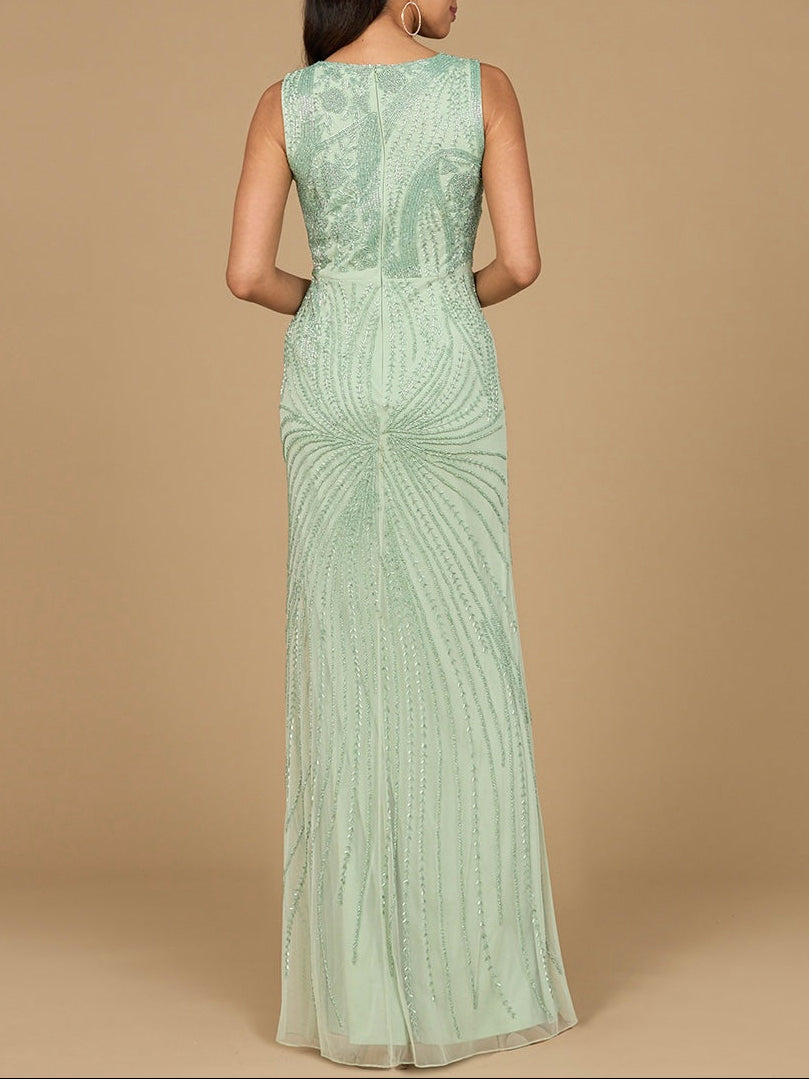 Asymmetrical, Beaded Gown
