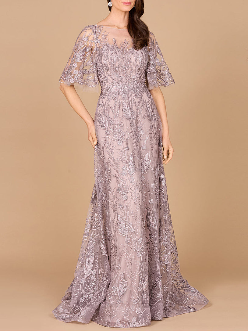 Modest, Cape Sleeve A-line Gown