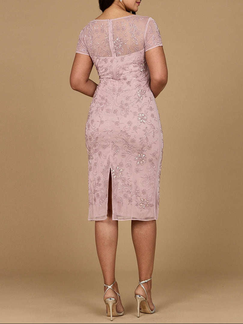 Beaded Midi Dress with Cap Sleeves