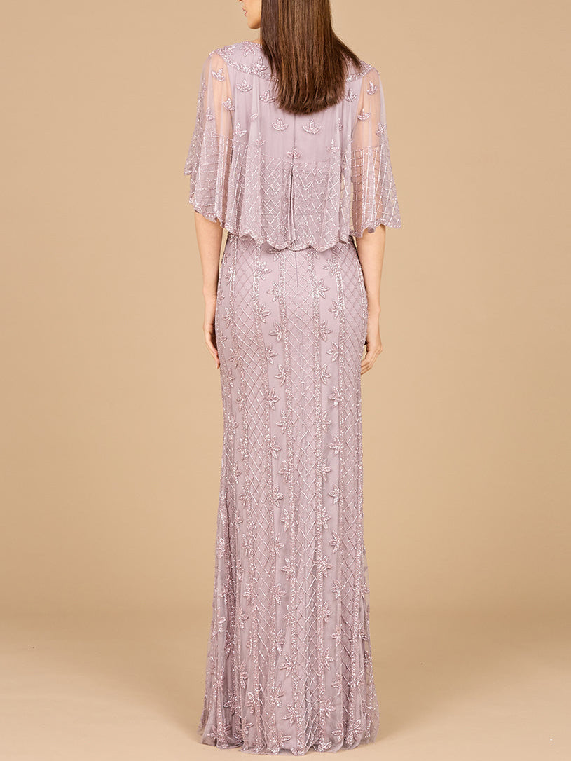 Cape Sleeve Mermaid Gown