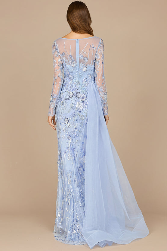 Asymmetrical Overlay Gown with Sleeves