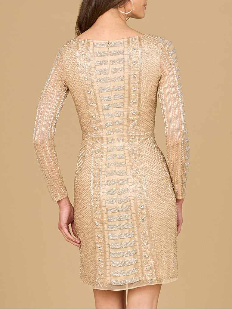 Long Sleeve, High Neck Cocktail Dress