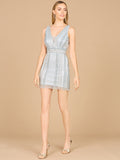 V-Neck Sleeveless Beaded Cocktail Dress