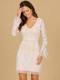 Beaded, Feather Cocktail Dress