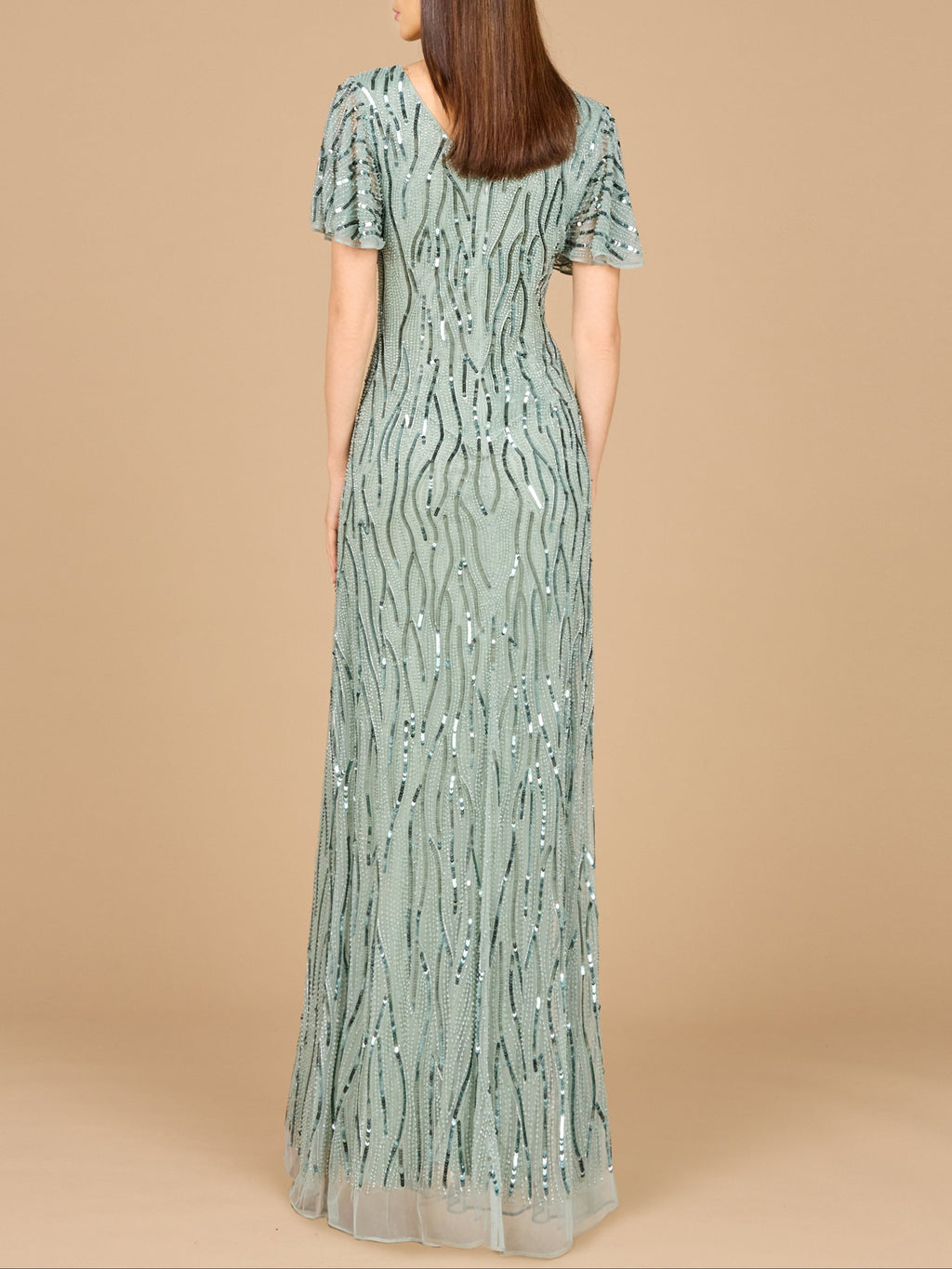 Beaded Gown With Cape Sleeves