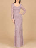 V Neck Beaded Long Sleeve Dress