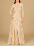 Lace Ballgown with Long Sleeves