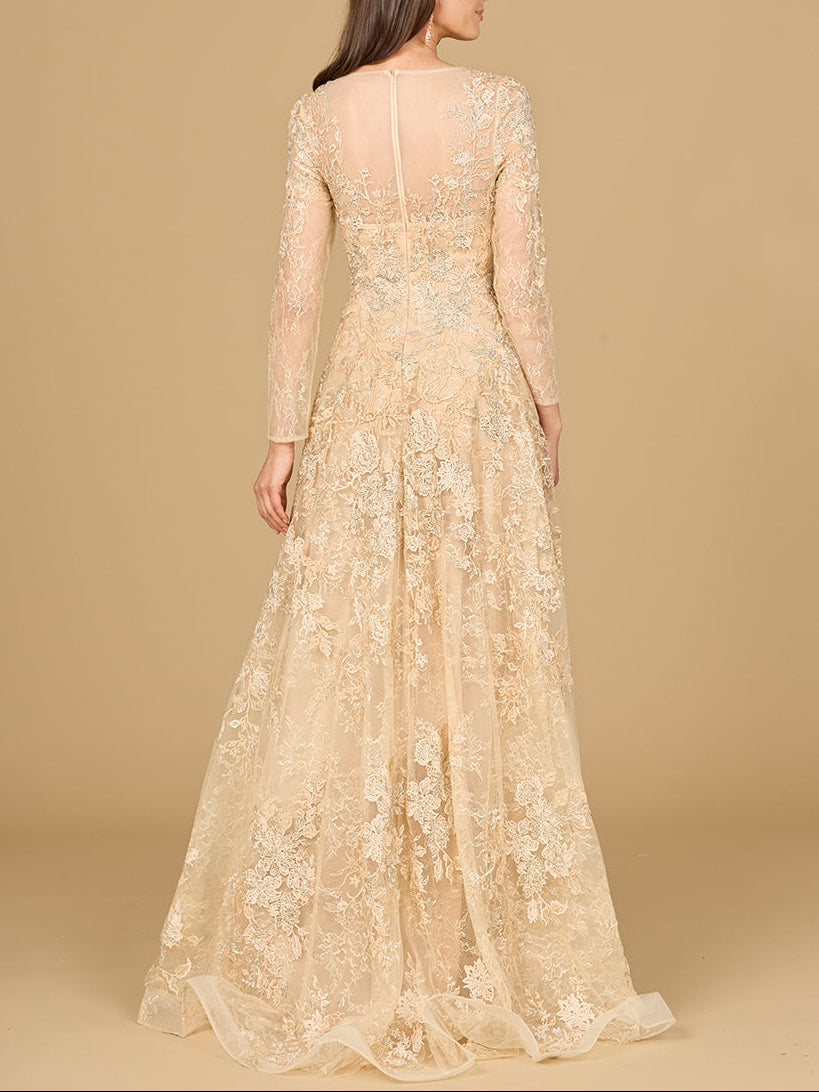 Lace Ballgown with Long Sleeves