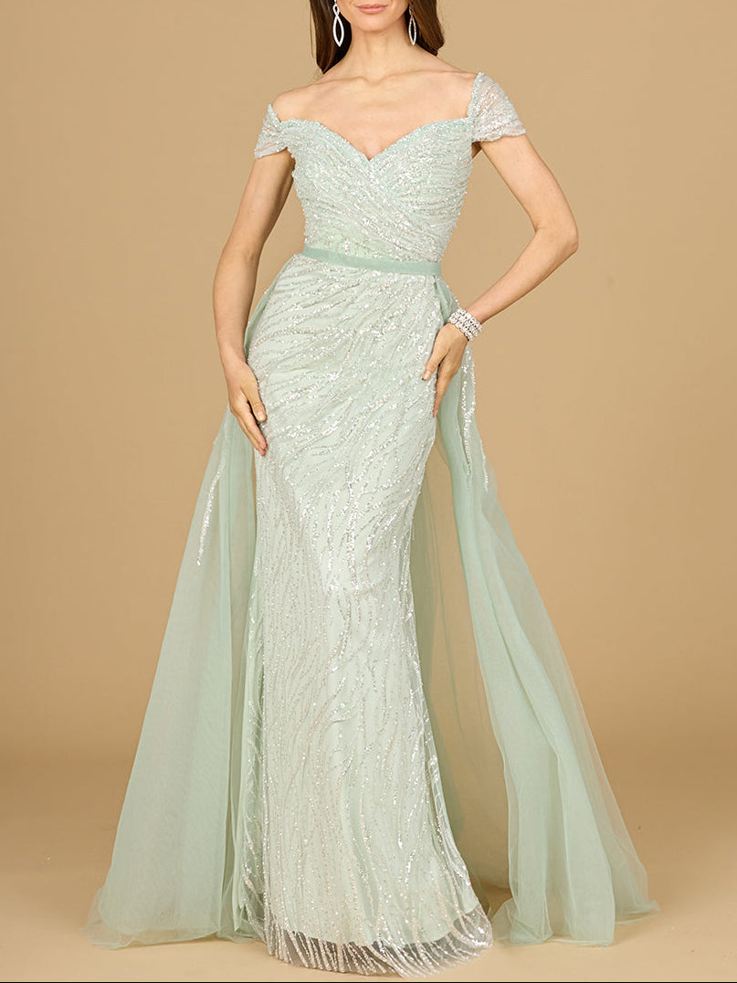 Classic Off Shoulder Overskirt Gown