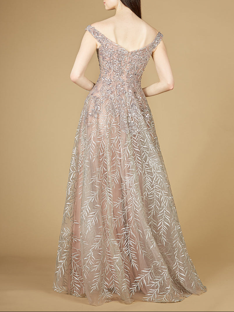 Elegant Off Shoulder Lace Ballgown