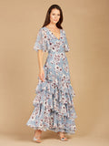 Cape Sleeve Print Dress- OUTLET