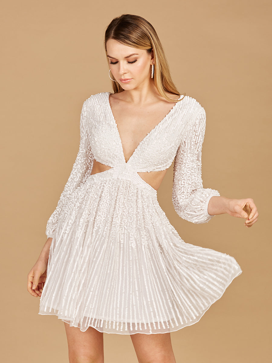 Long Sleeve Cut Out Dress with Lace Up Back | 29288