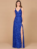 Beaded Prom Dress with High Slit