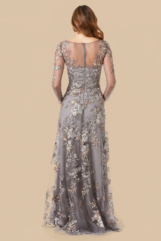 Long Sleeve Modest Lace Gown