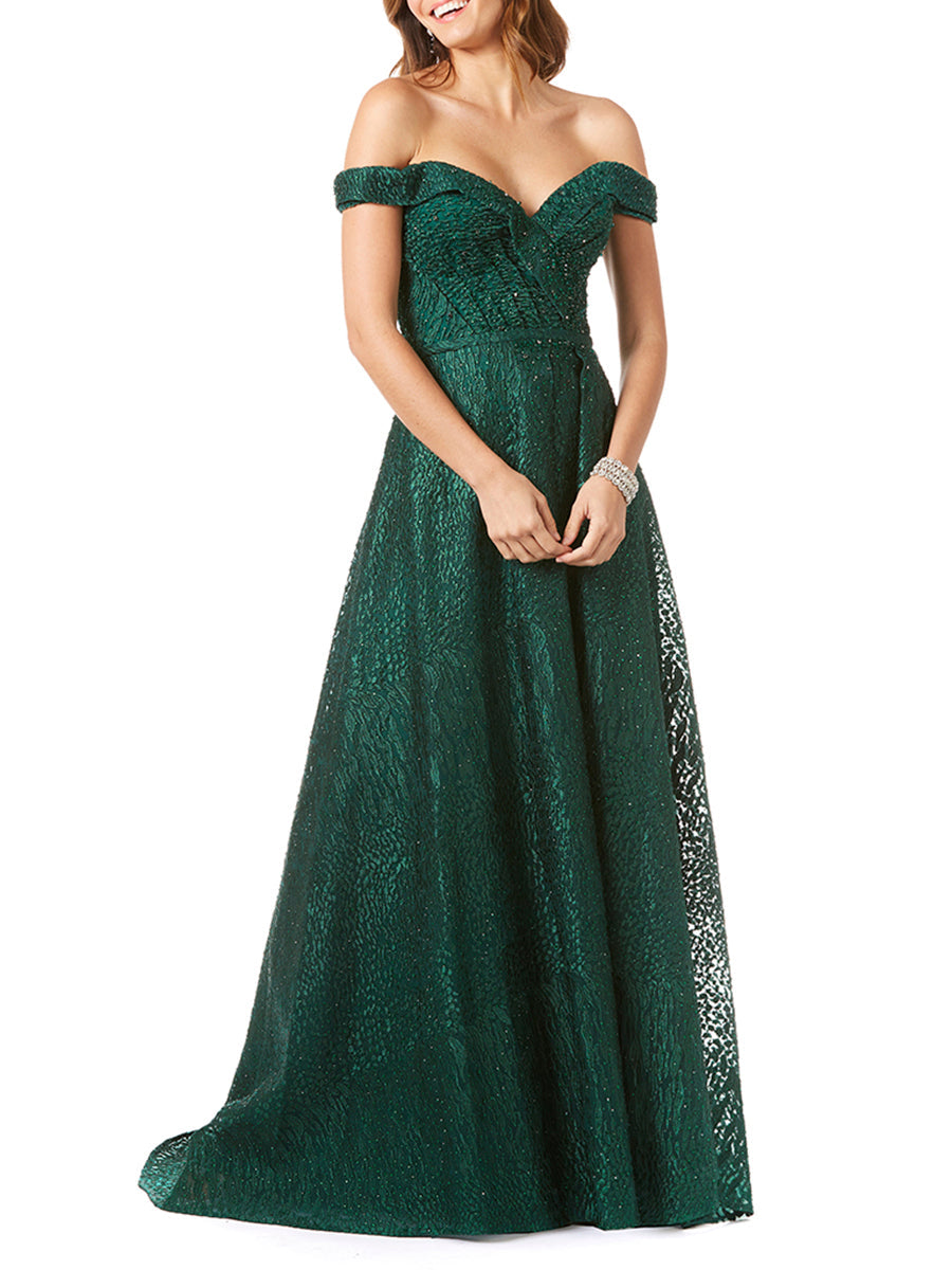 Tonal Beaded Off Shoulder Ballgown | 29349