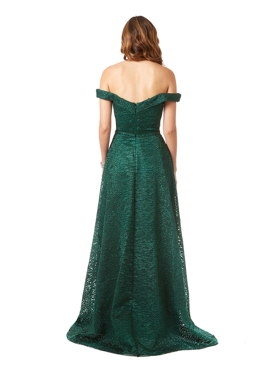 Tonal Beaded Off Shoulder Ballgown | 29349