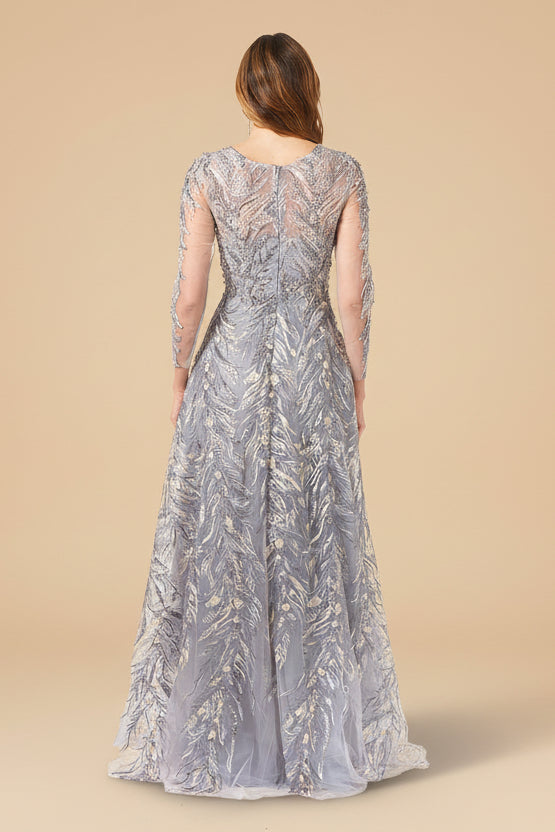 High Neck, Long Sleeve Ball Gown