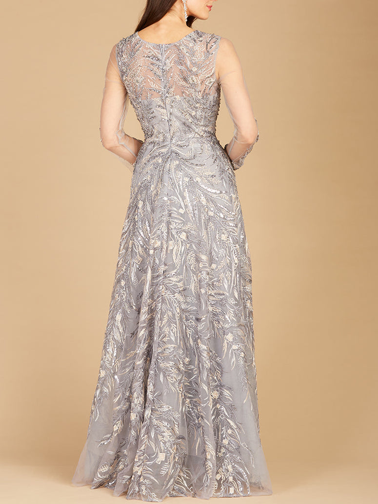 High Neck, Long Sleeve Ball Gown