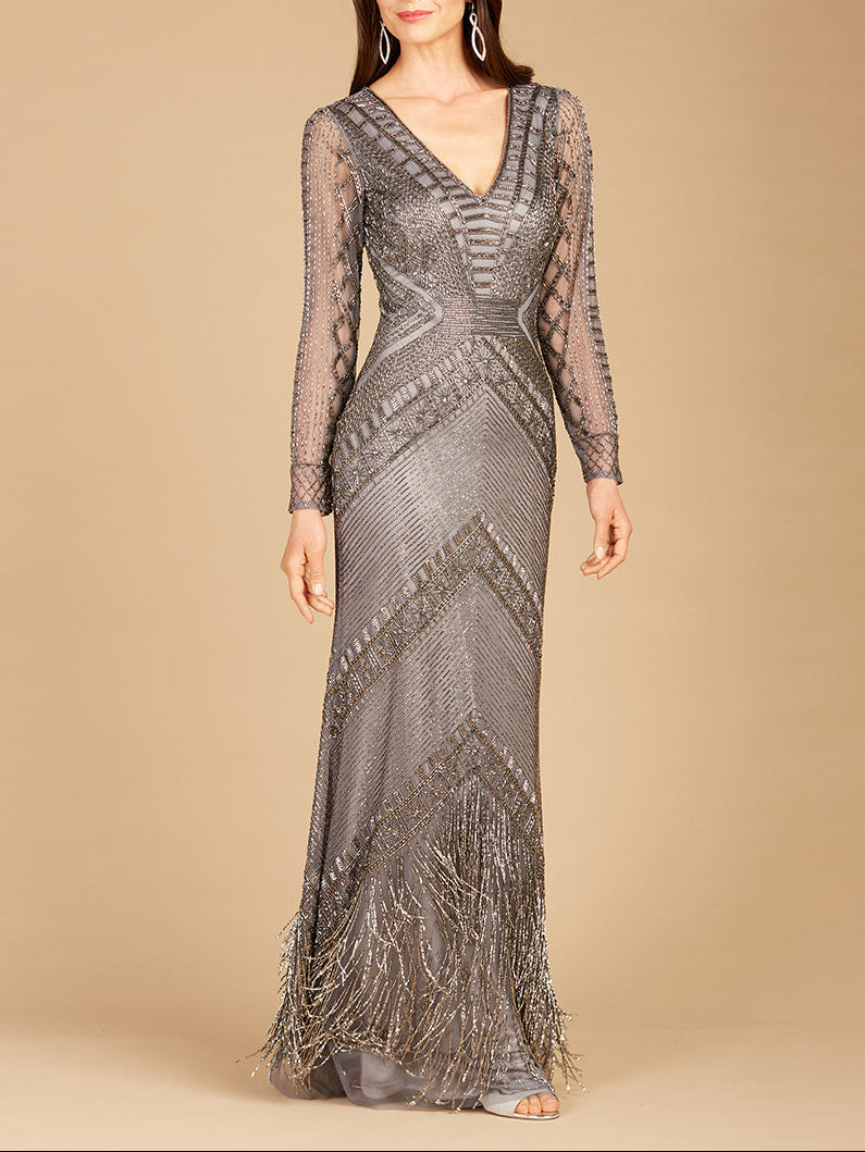 Long Sleeve Fringe Dress
