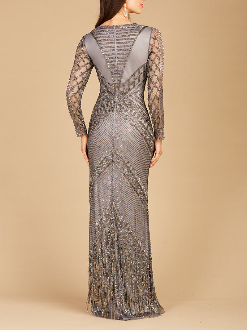Long Sleeve Fringe Dress