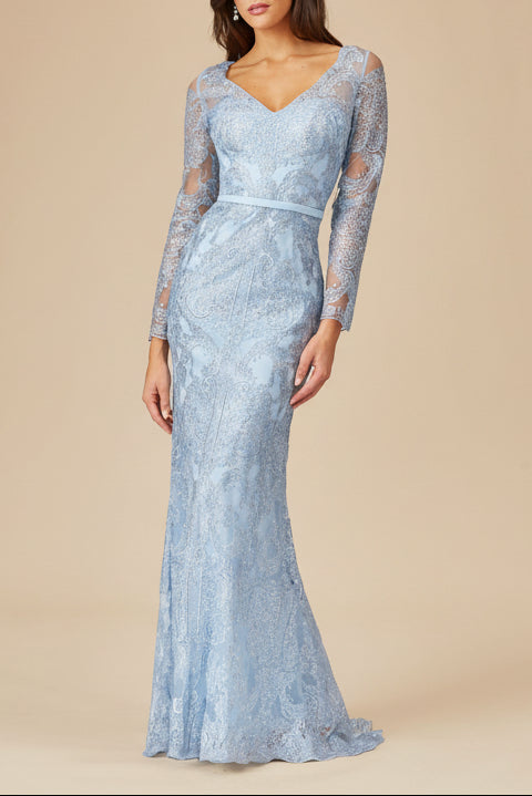 Long Sleeve Lace Mermaid Gown - OUTLET