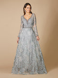 Long Sleeve Lace Ballgown with V-Neckline OUTLET