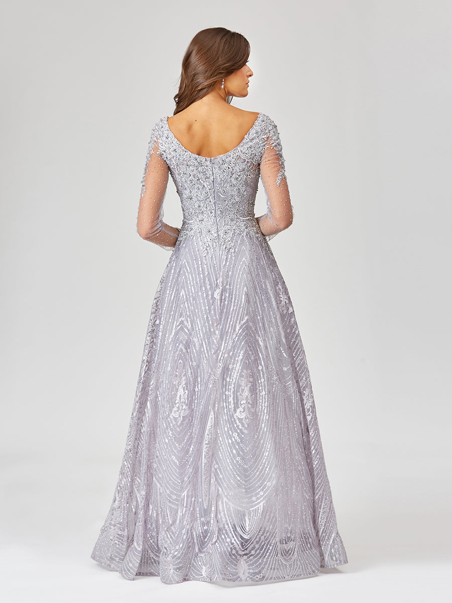 Long Sleeve Lace Ballgown