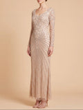 Lara 29602 - V Neck Beaded Long Sleeve Dress