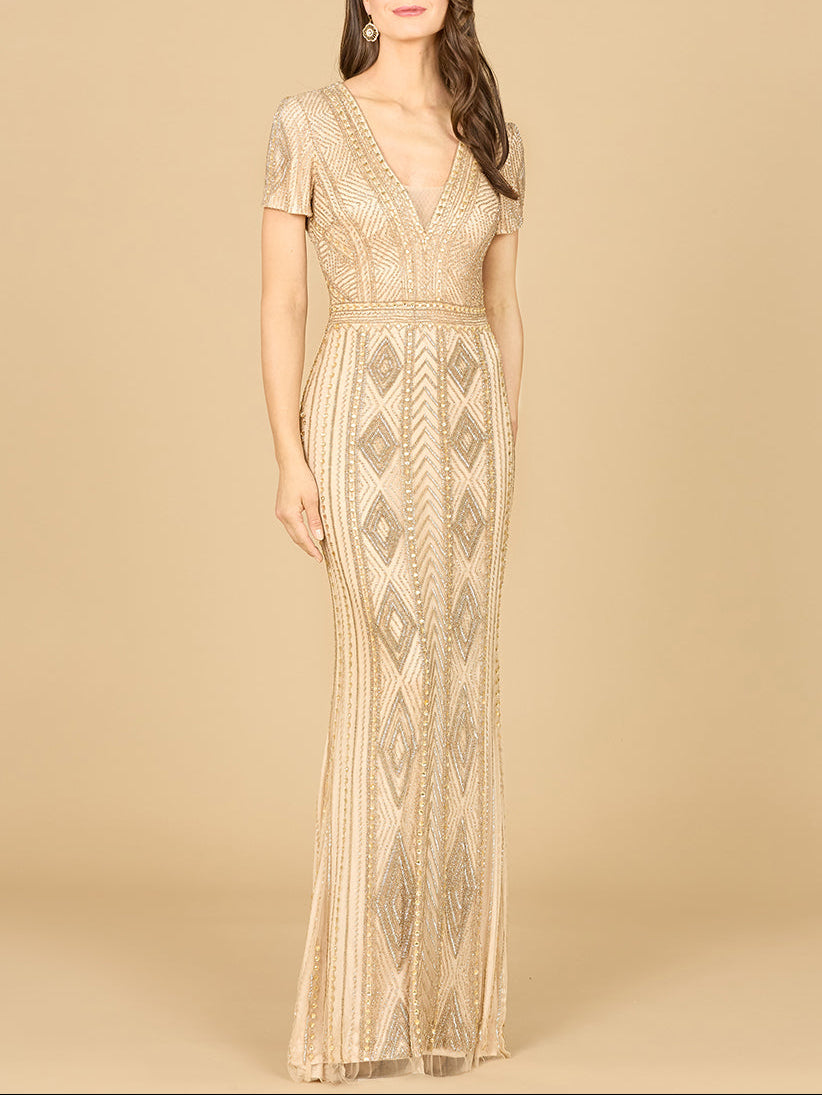 Lara 29606 - Closed Back, Cap Sleeve Dress