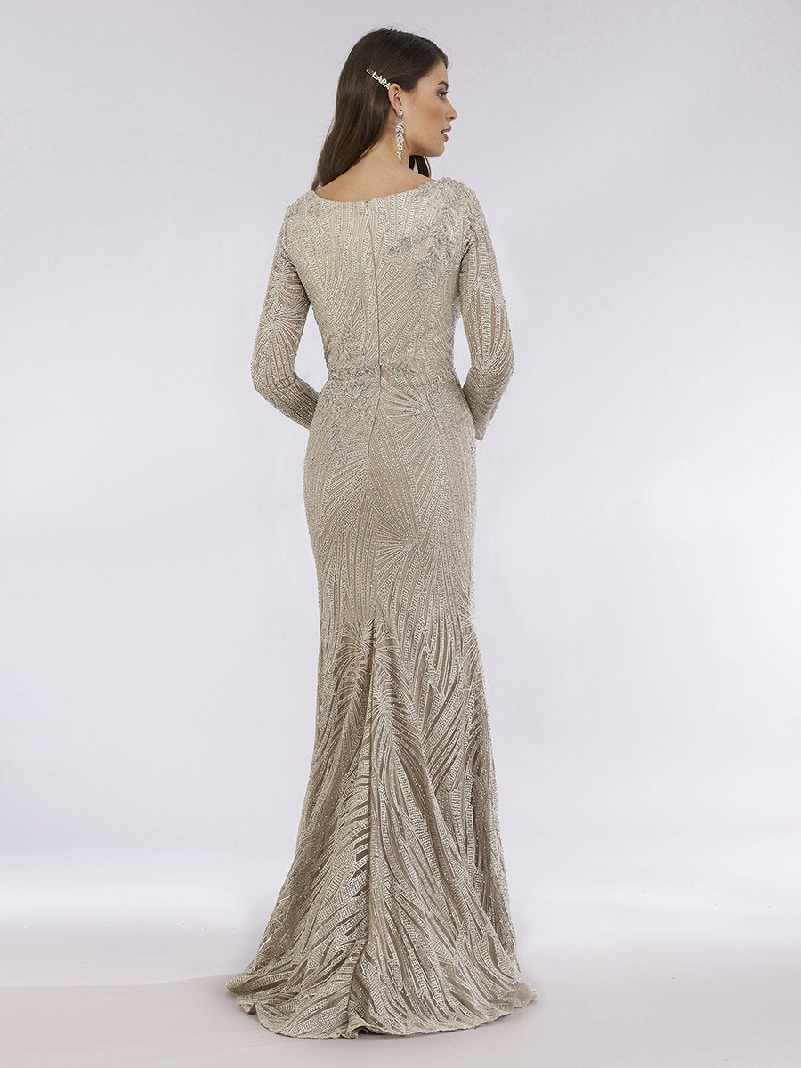 Lara 29617 - Long Sleeves Lace Mermaid Gown