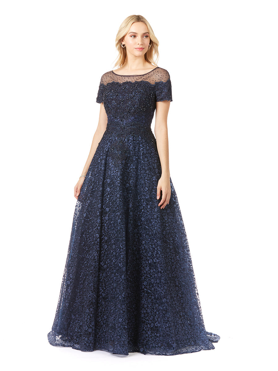 Sheer Off Shoulder Ball Gown | Lara 29765