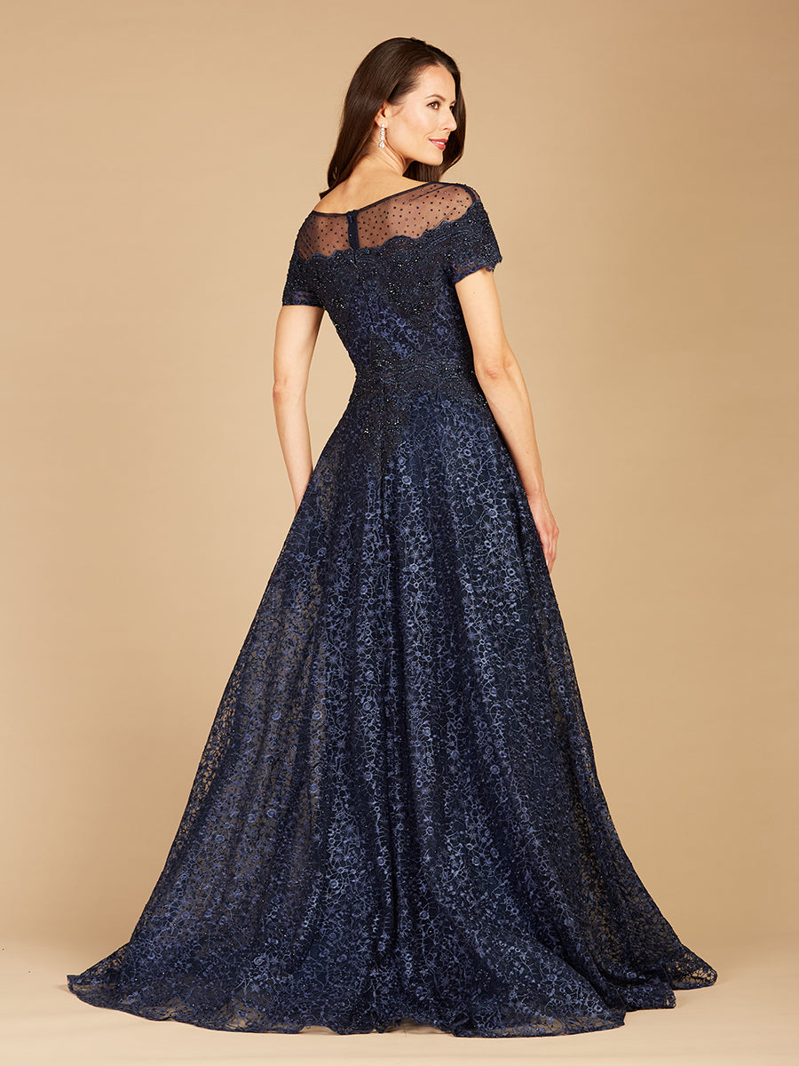 Sheer Off Shoulder Ball Gown | Lara 29765