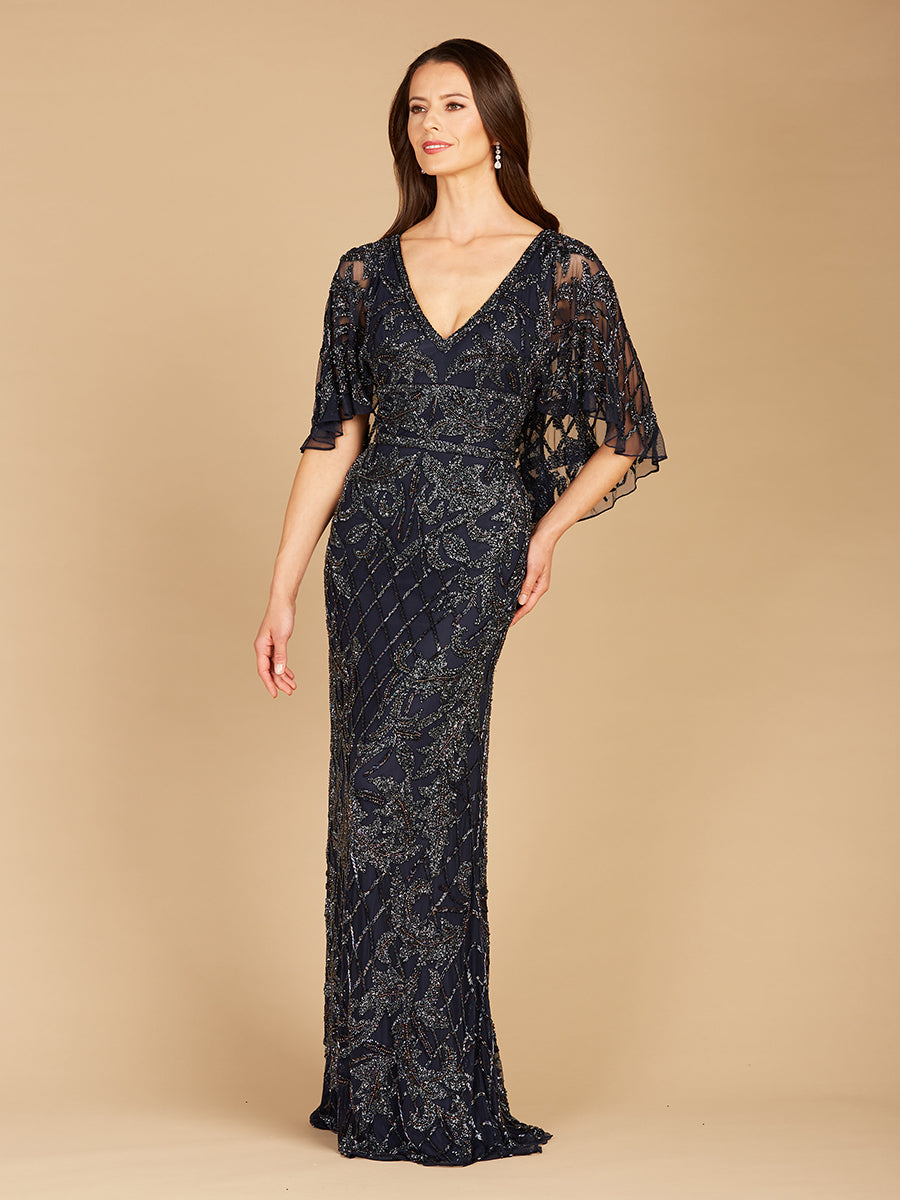Angel Wing Beaded Gown