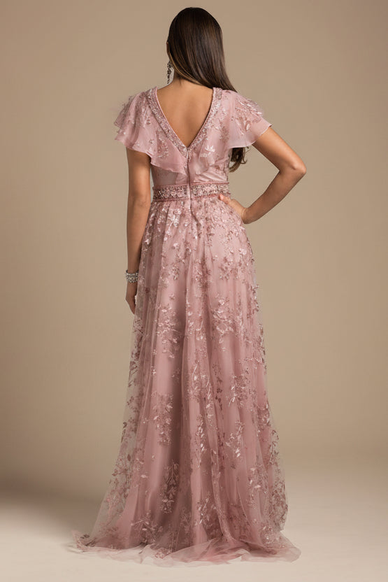 Lace, V-Neck Evening Dress | Lara 29966 -