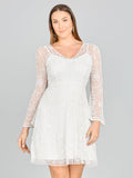 Lara Eliza Beaded A-line Bell Sleeve Bridal Short Dress