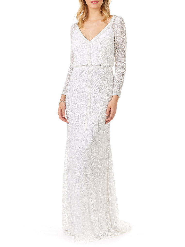 Lara Grant Long Sleeve Beaded Wedding Dress